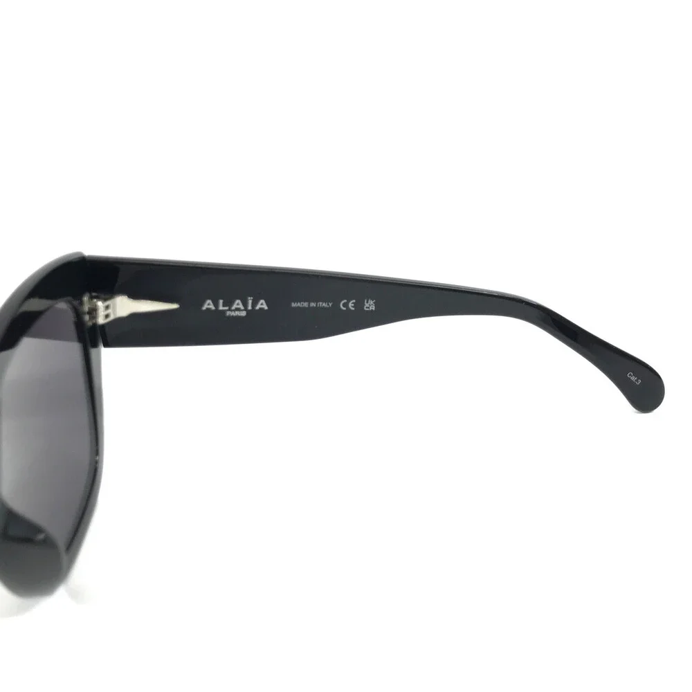 Alaïa Paris Sunglasses AA0052S 001 Polished Black Square Frames w/ Purple Lenses